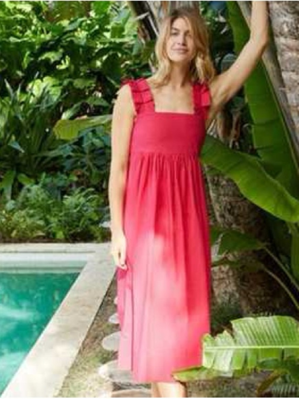 LAKE Pajamas Lolly Dress in Heatwave Pink Cotton Patio Dress Small